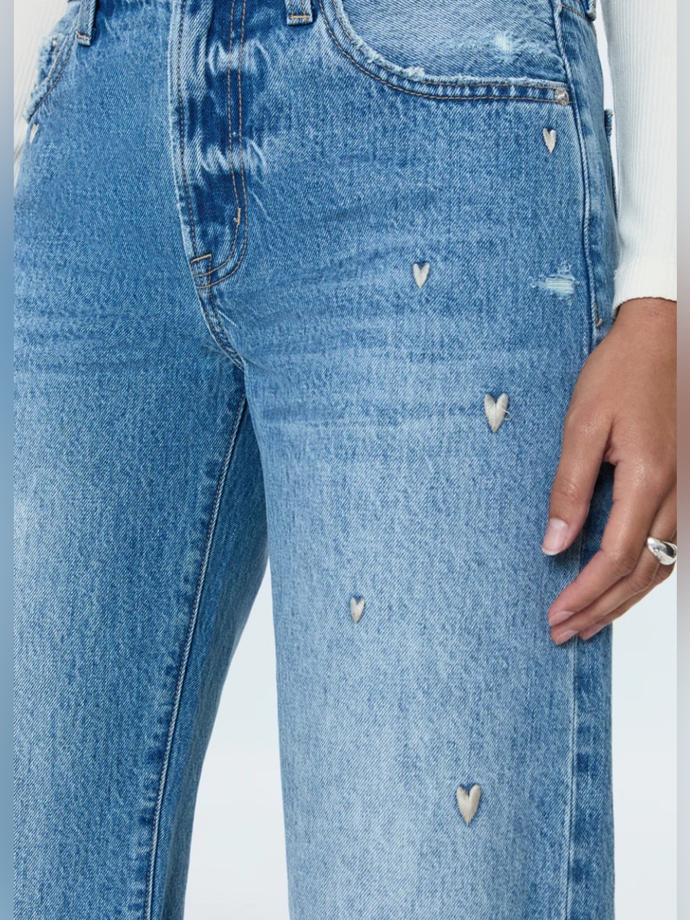 NEW Pistola Lexi Mid Rise Bowed Straight Jean- Confetti Vintage Sz 26 - Picture 3 of 10
